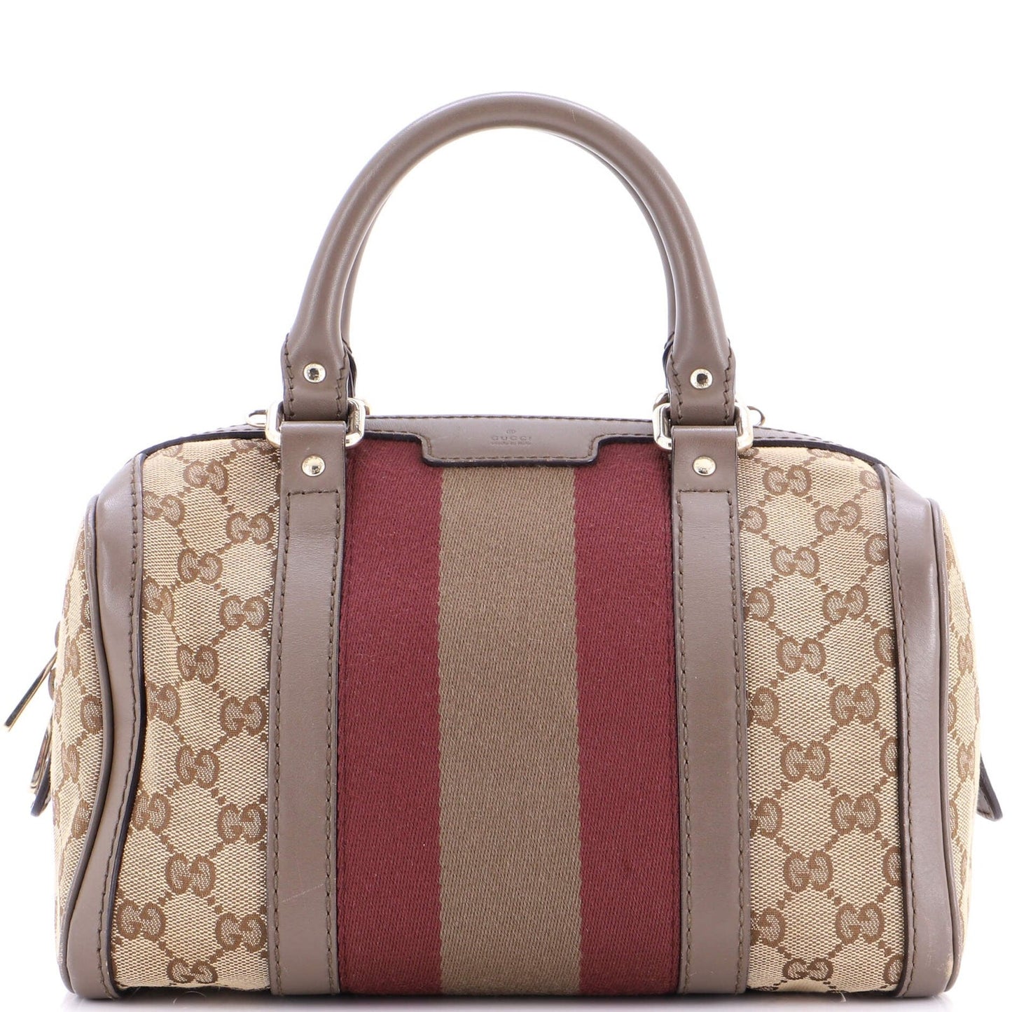 Gucci Vintage Web Boston Bag Gg Canvas Small