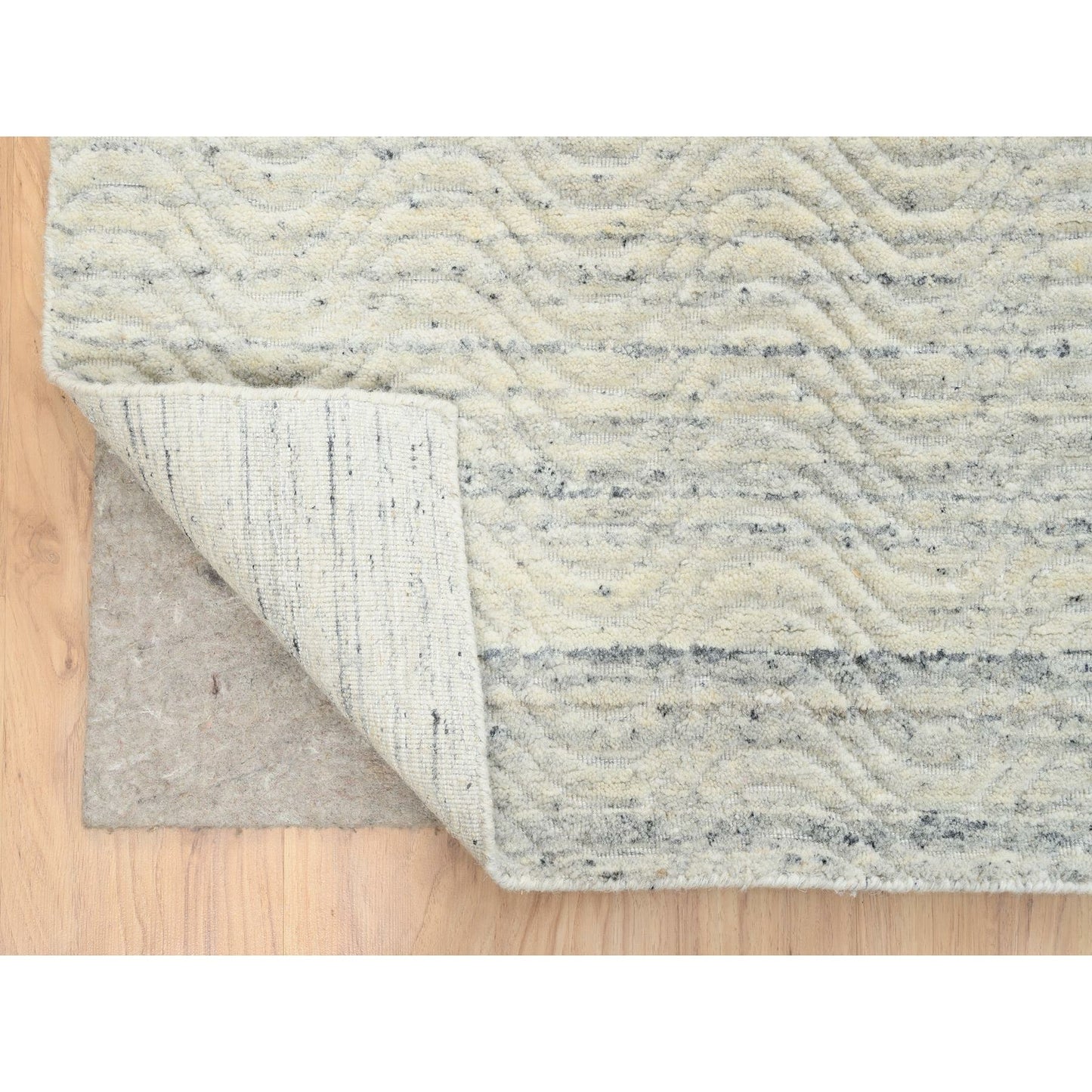 10'1"X10'1" Beige Hand Loomed Modern Design Wool Square Oriental Rug