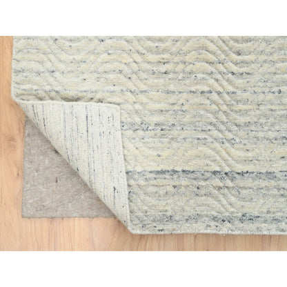 10'1"X10'1" Beige Hand Loomed Modern Design Wool Square Oriental Rug