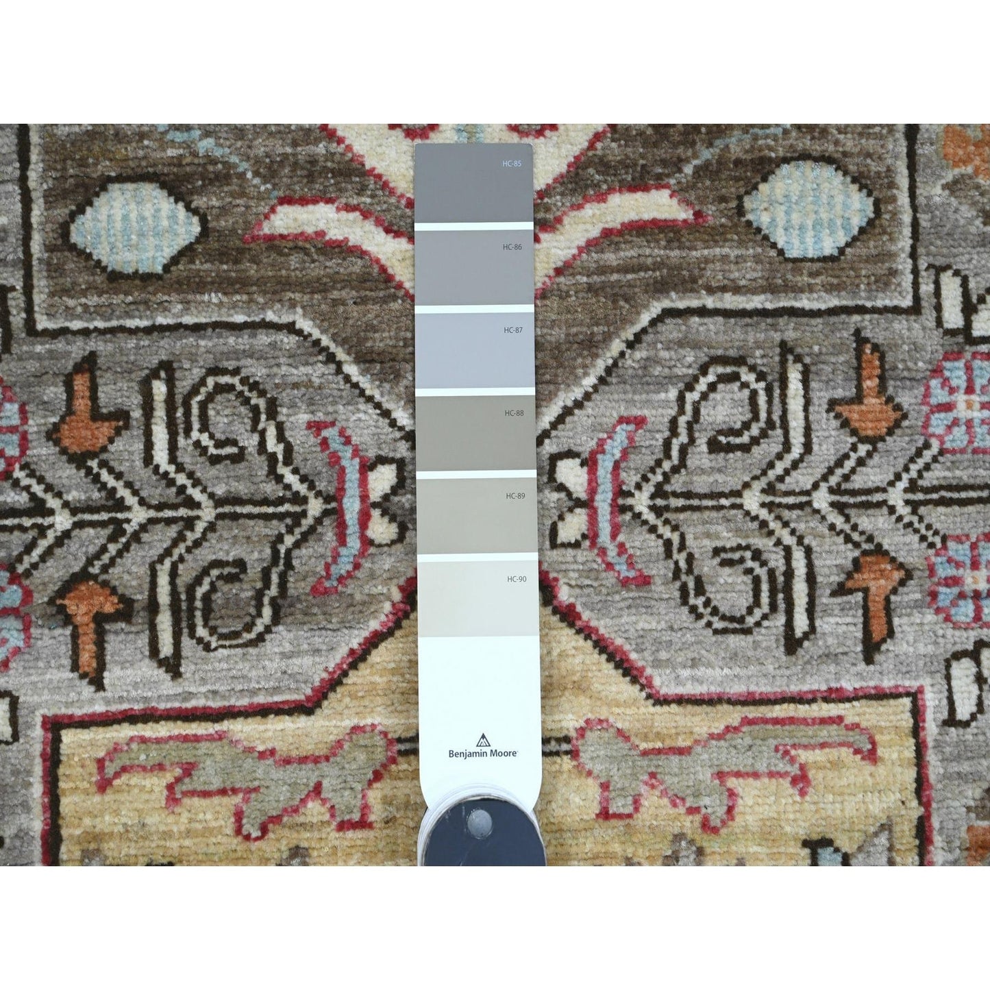 2'6"x11'5" Gray Caucasian Akstafa Design All Wool Hand Knotted Runner Rug