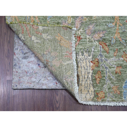 2'6"X24' Green Birds Of Paradise Design Wool Hand Knotted Xl Runner Rug