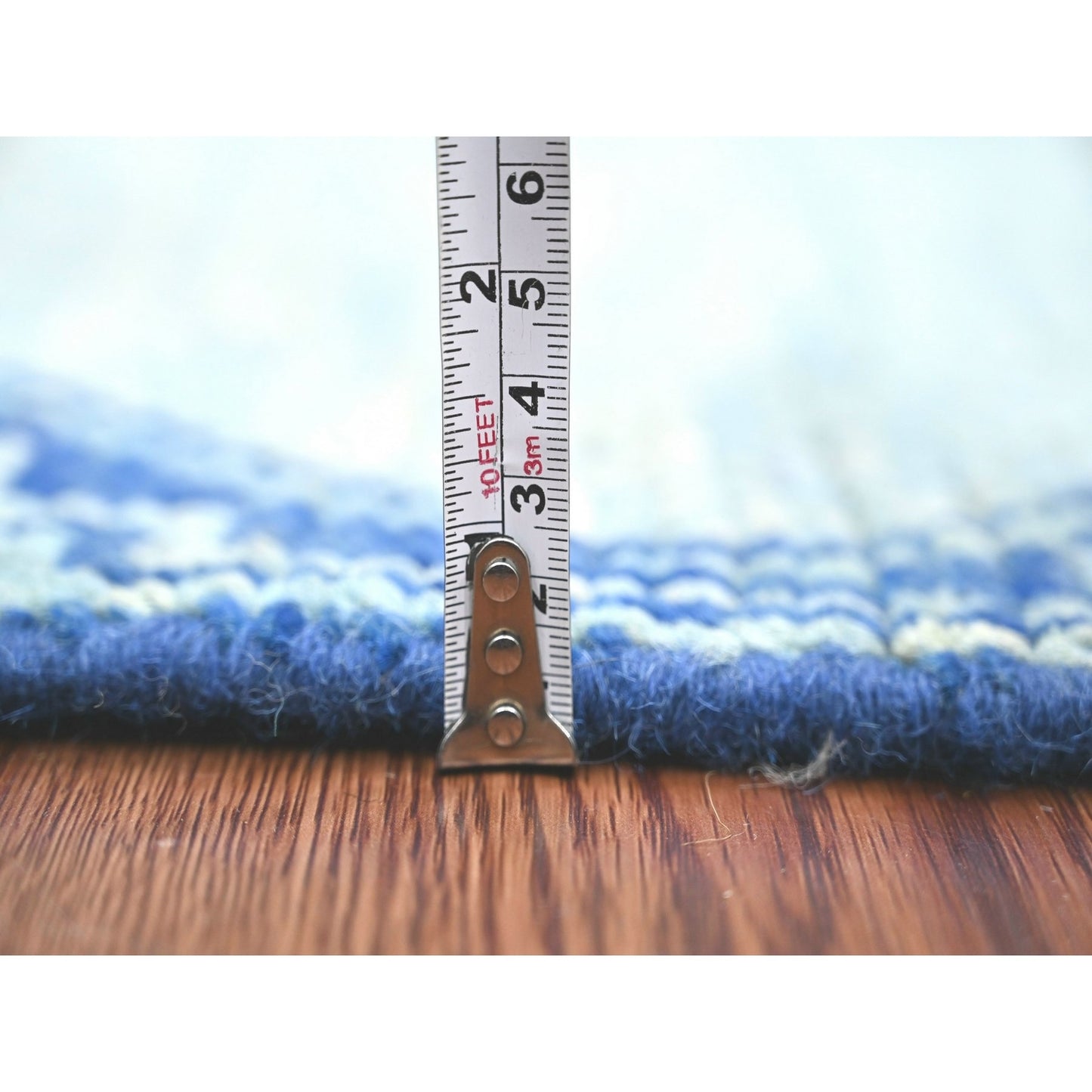 2'8"X10'5" Blue Geometric Moroccan Weave Wool Hand Knotted Runner Rug