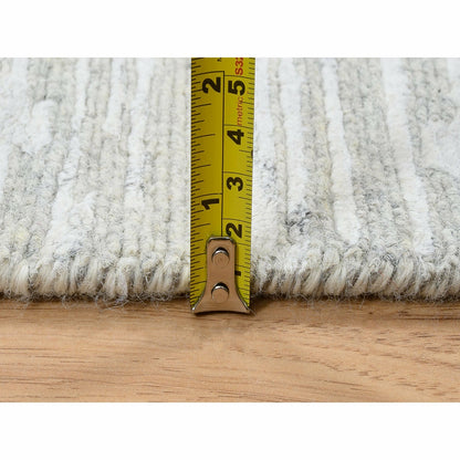 2'7"X24'3" Gray Modern Hand Knotted Hand Spun Natural Wool Xl Runner Rug