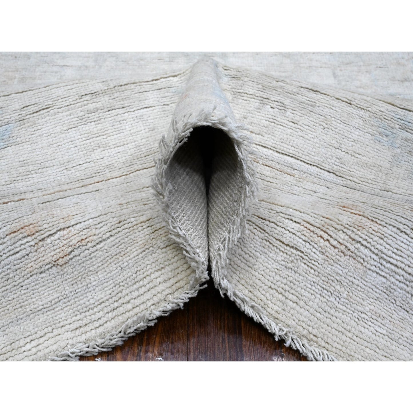 8'3"X9'9" Pacific Pearl White Faded Afghan Angora Oushak Oriental Rug