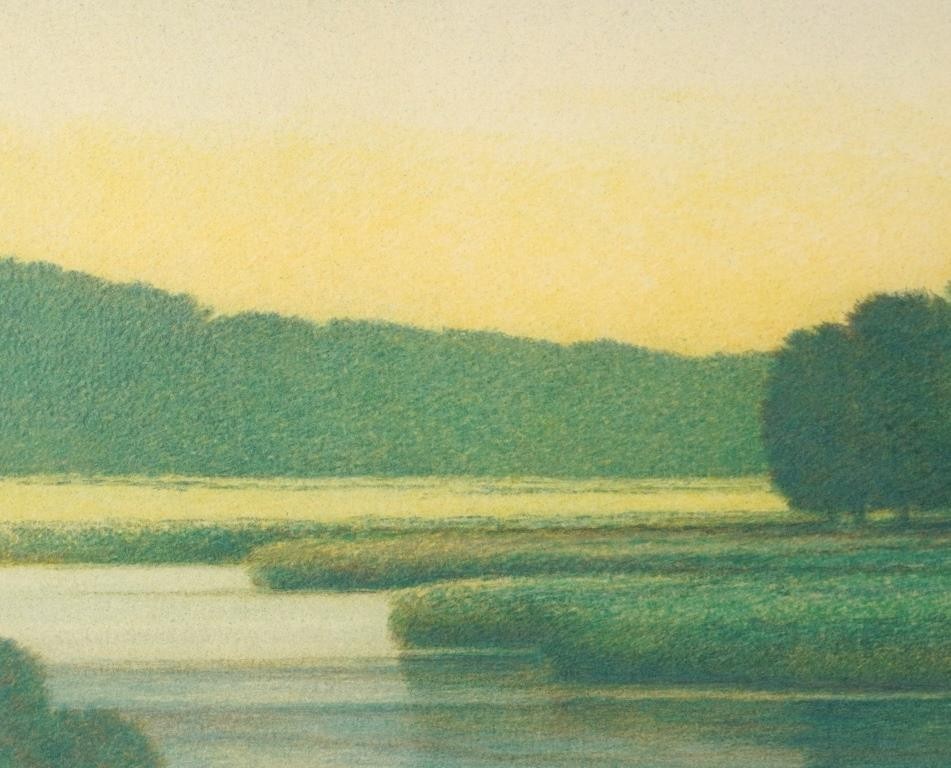 Sandy Wadlinton Signed Lithograph Print River Sunrise Landscape Framed Art USA