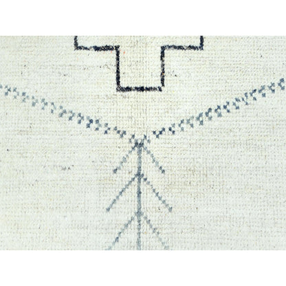 9'3"X12'6" Ivory Moroccan Berber Natural Wool Hand Knotted Oriental Rug