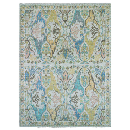 10'4"X14' Snow Ivory Bidjar Garhus Design Hand Knotted Natural Wool Rug