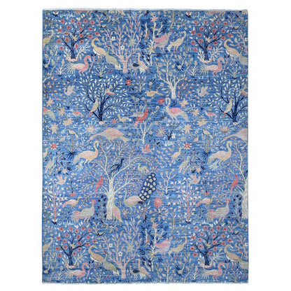 9'X11'10" Blue Wool Tree Of Life Peshawar Hand Knotted Oriental Rug