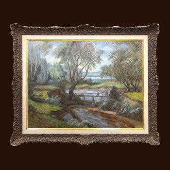 Fedor Denisovic Konstantinov Painting Landscape Of Polenovo Signed Russia Framed