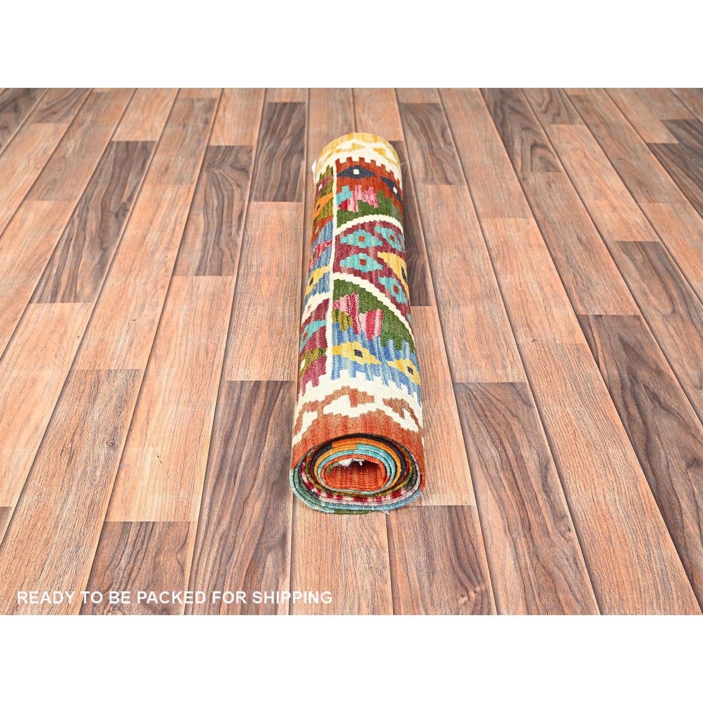 2'5"X9'9" Colorful Afghan Kilim 100% Wool Rug Flat Weave Hand Woven Runner