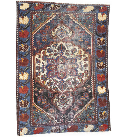 4X6 Ft Semi-Antique Oriental Rug Boho Floral