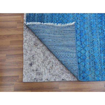 10'X14'3" Blue Modern Chiaroscuro Collection Pure Wool Hand Knotted Rug