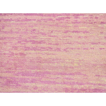 Rug 9'x9' Pink Zero Pile Organic Wool Ombre Design Hand Knotted Round