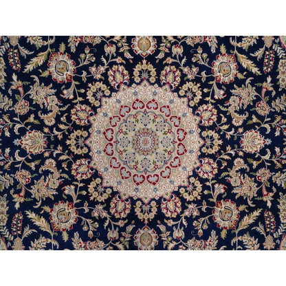Polo Blue Wool & Silk Nain Hand Knotted Oriental Rug 11'7"x15'7