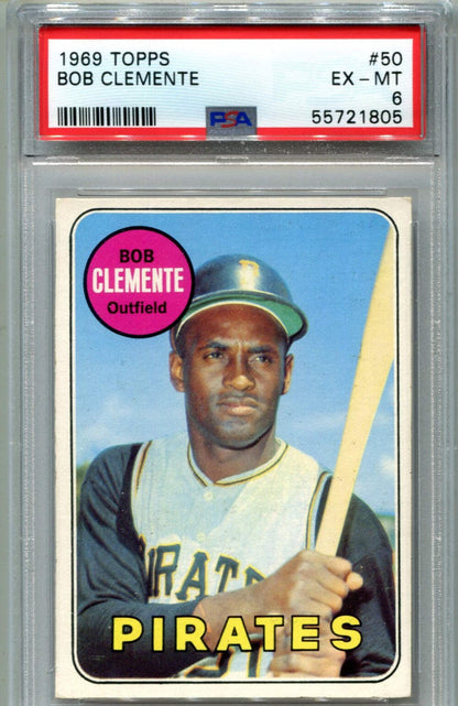Roberto Clemente 1969 Topps #50 Psa Ex-Mt 6 Card