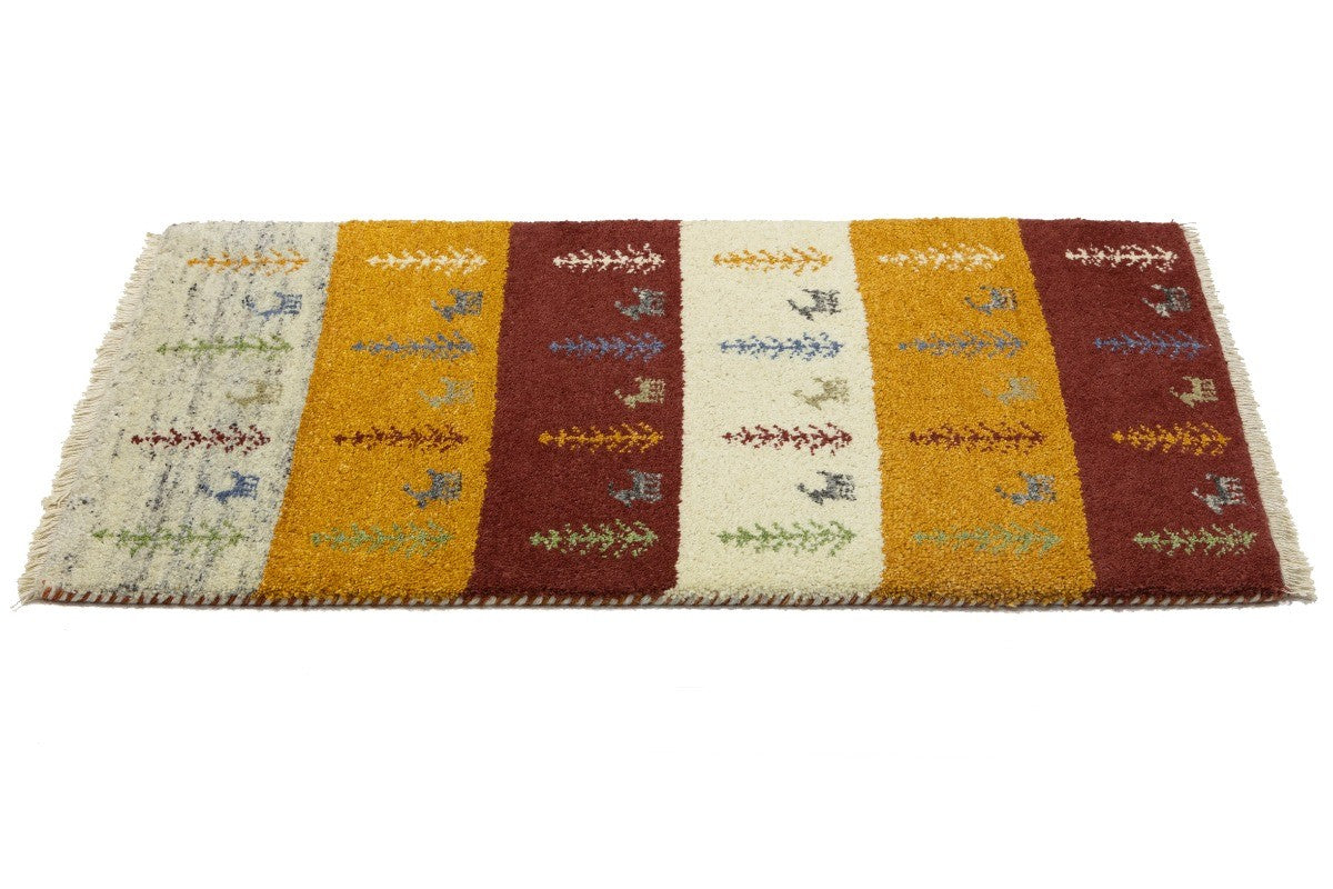 Handmade Multicolored Tribal Indo-Gabbeh Oriental Rug Plush Wool Carpet 2X4 ft
