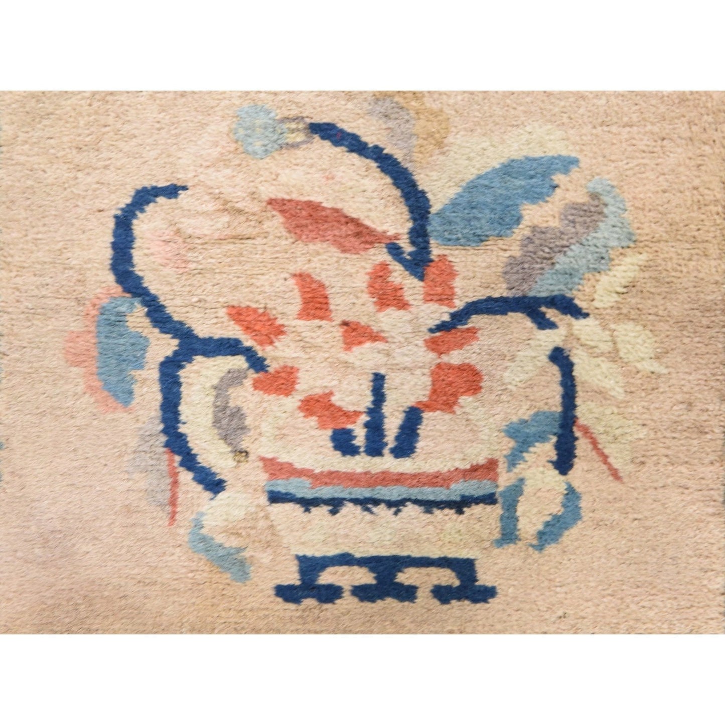 2'X3'9" Light Brown Antique Peking Chinese Hand Knotted Pure Wool Mat Rug