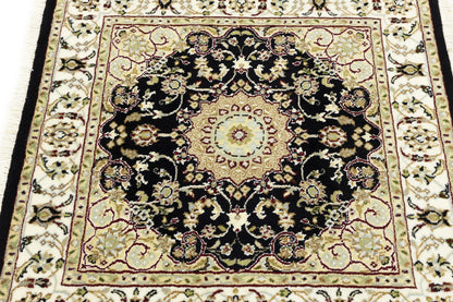 Small Oriental Decor Black Floral 3X3 Indo-Nain