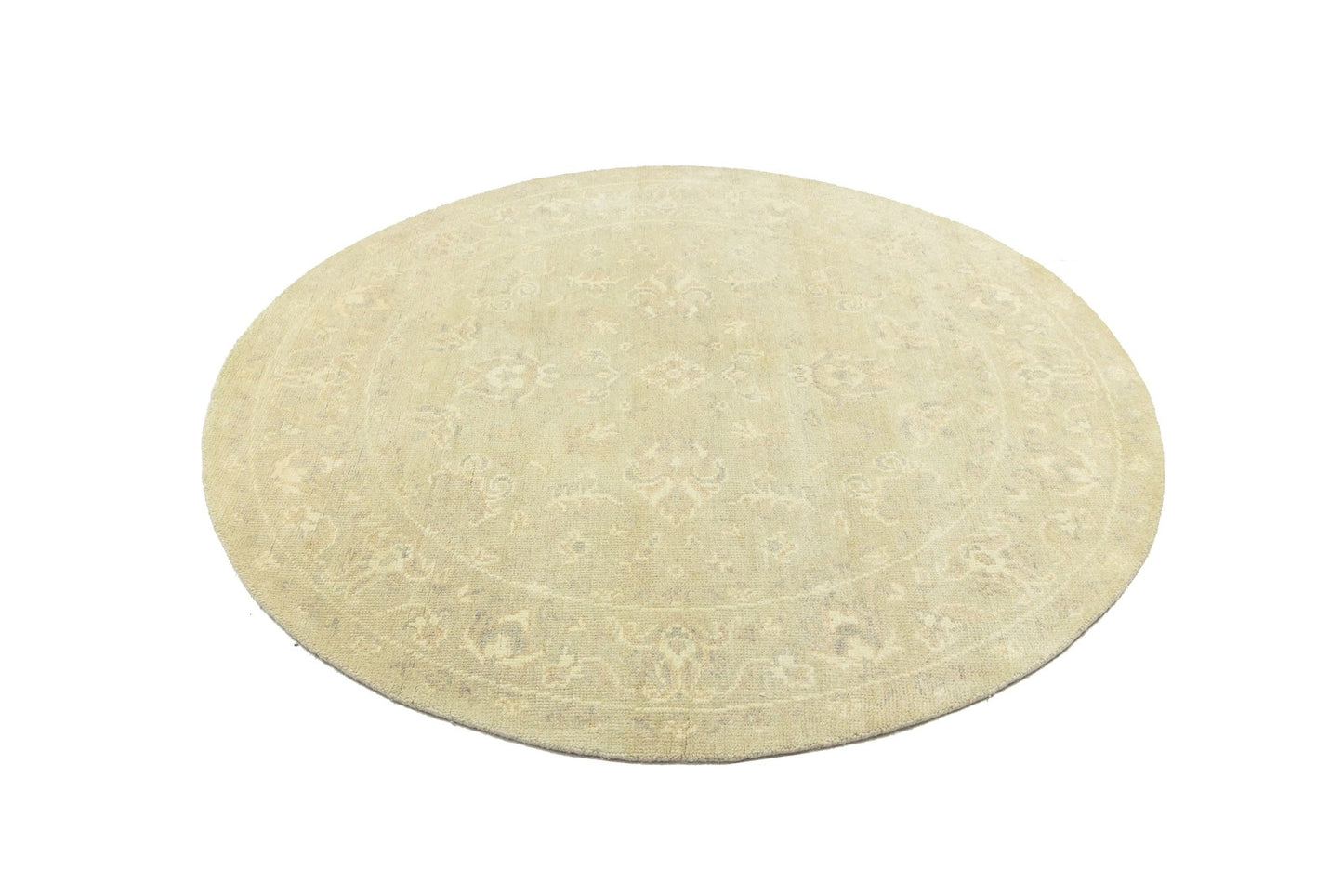 Floral Transitional Hand-Knotted Round Oriental Rug Home Decor Carpet 6X6 Ft