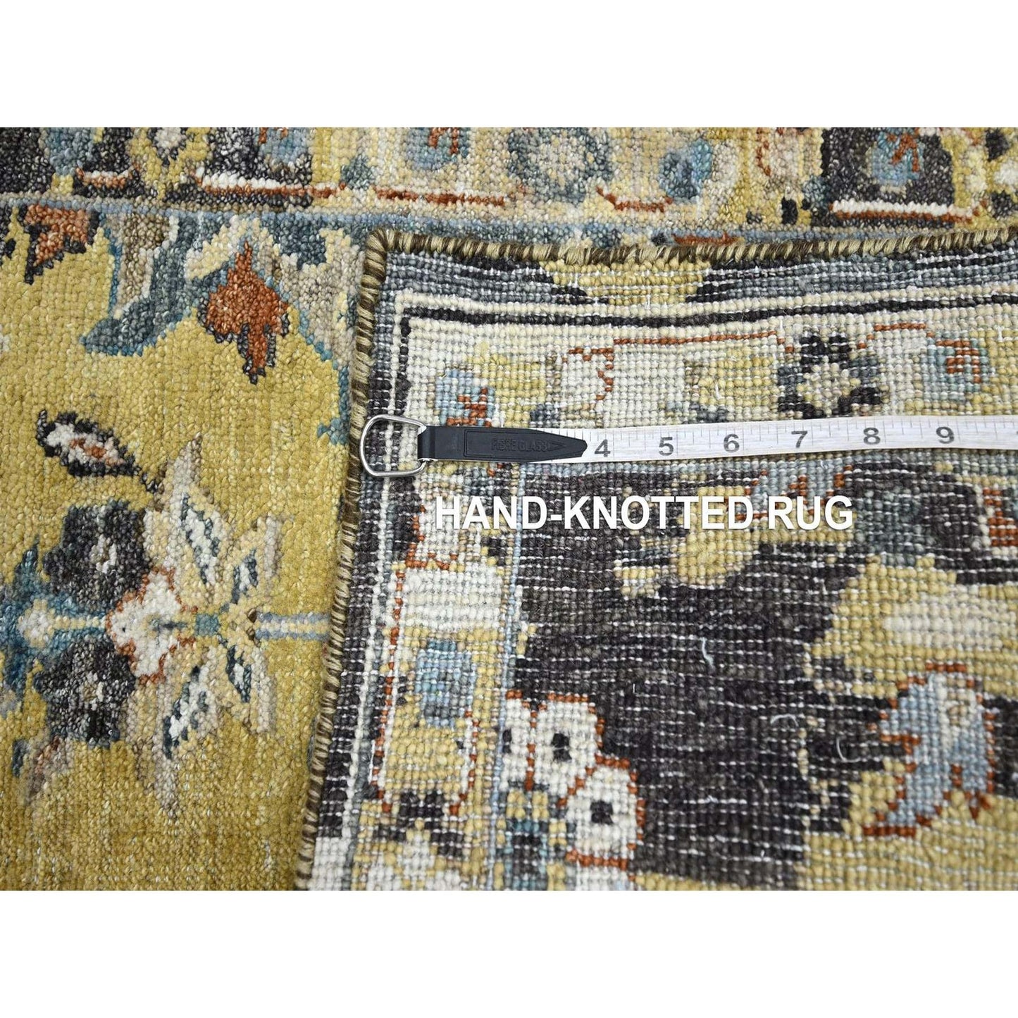 2'X3'3" Blue With Yellow Zoroastrian Design Hand Knotted Wool Sample Rug