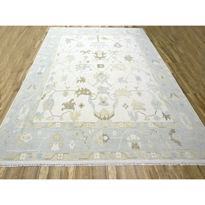 15'X16'3" Ivory Oushak With Leaf Design Wool Hand Knotted Xl Square Rug
