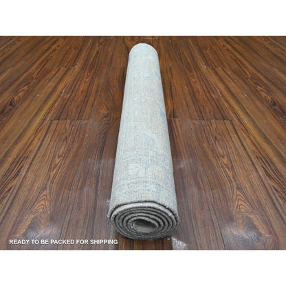 2'9"X5'6" Gray Hand Knotted Fine Aryana Peshawar Wool Runner Oriental Rug