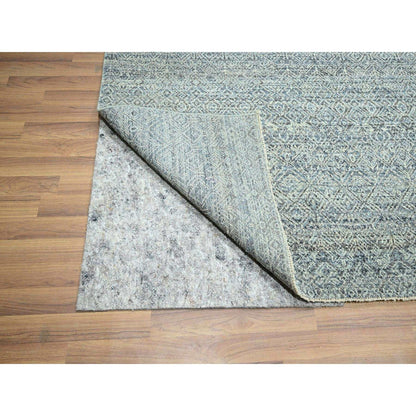 9'X11'10" Silver Blue Kohinoor Herat Diamond Design Wool Hand Knotted Rug