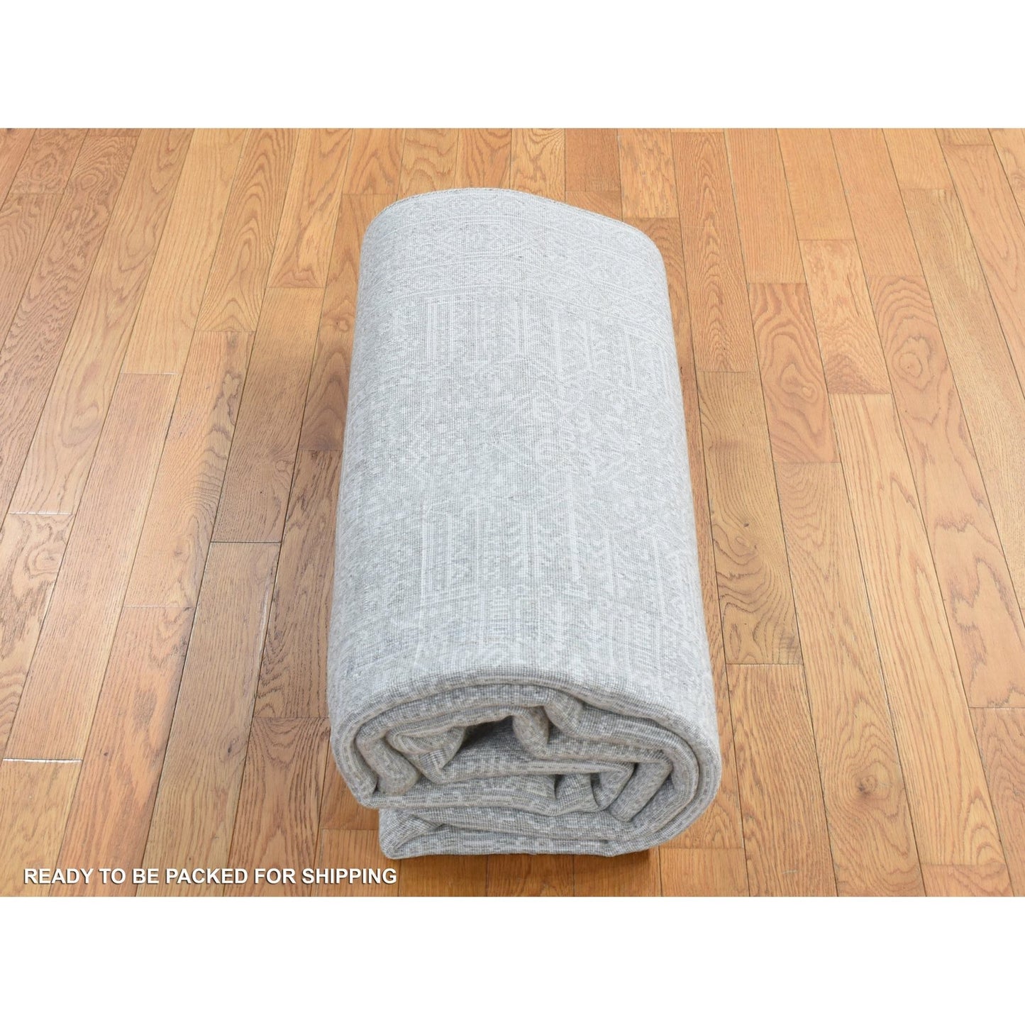 5'9"X9' Gray Wool And Silk Fine Jacquard Hand Loomed Oriental Rug