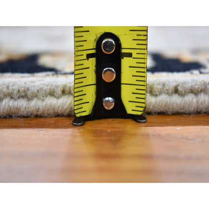 2'7"X9'10" Rajasthan Half Wool And Half Silk Thick And Plush Runner Rug