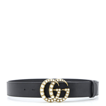 Gucci Pearly Gg Marmont Belt Leather Wide