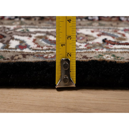 2'10"X14' Black Tebraz Mahi Medallion Design Wool Hand Knotted Runner Rug
