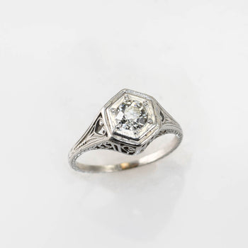 Platinum Art Deco Diamond Ring, .40ct, 3g