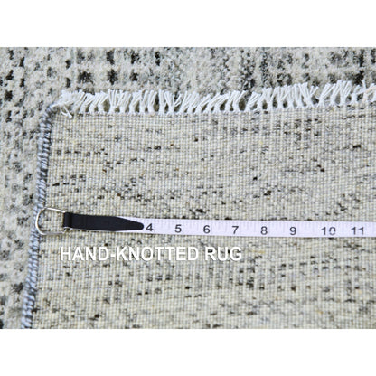 2'6"X20'5" Gray Undyed Wool Hand Knotted Grass Design Xl Runner Rug