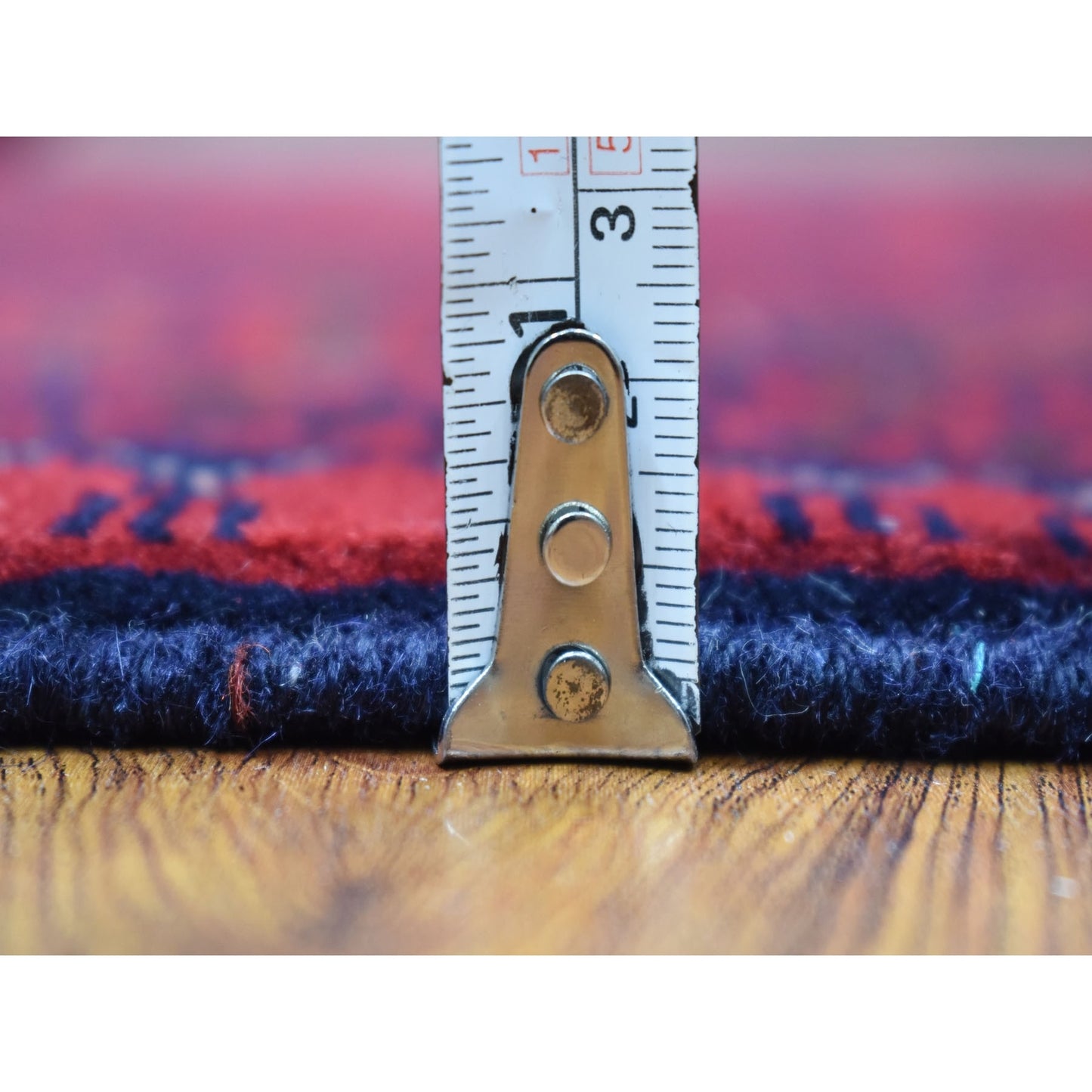 4'2"X6'6" Deep Red Afghan Khamyab Pure Wool Hand Knotted Oriental Rug