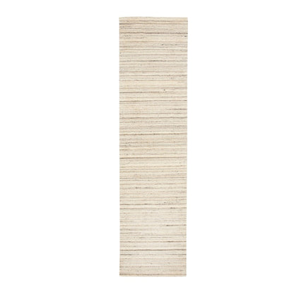 2'6"X9'8" Beige Hand Loomed Organic Wool Modern Runner Oriental Rug