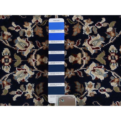3'X18' Blue Pure Wool 250 Kpsi Nain Xl Runner Hand Knotted Oriental Rug