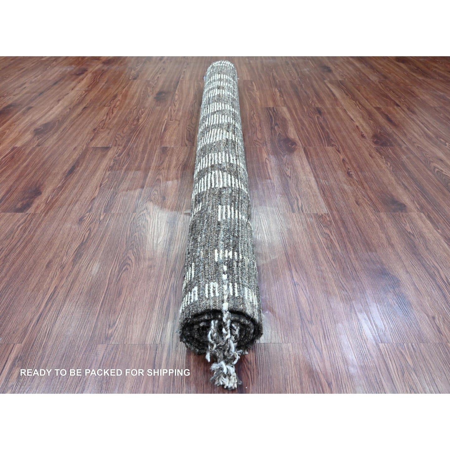 5'6"X8' Gray Moroccan Weave Geometric Design Hand Knotted Soft Wool Rug