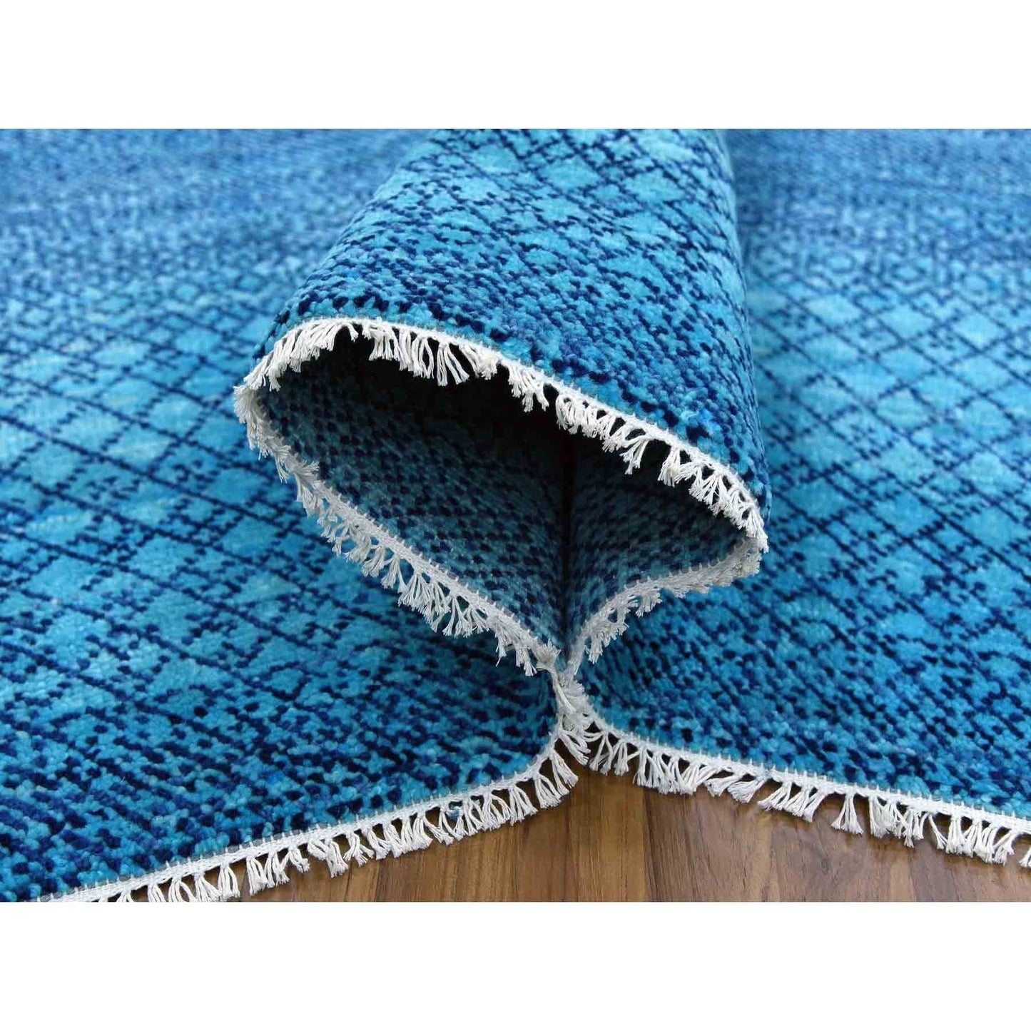 10'X14'1" Blue Chiaroscuro Collection Hand Knotted Wool Oriental Rug