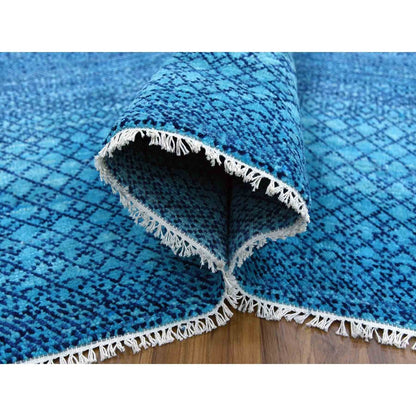 10'X14'1" Blue Chiaroscuro Collection Hand Knotted Wool Oriental Rug