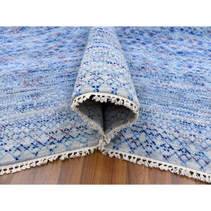 10'X14'4" Blue Pure Wool Hand Knotted Modern Chiaroscuro Collection Rug