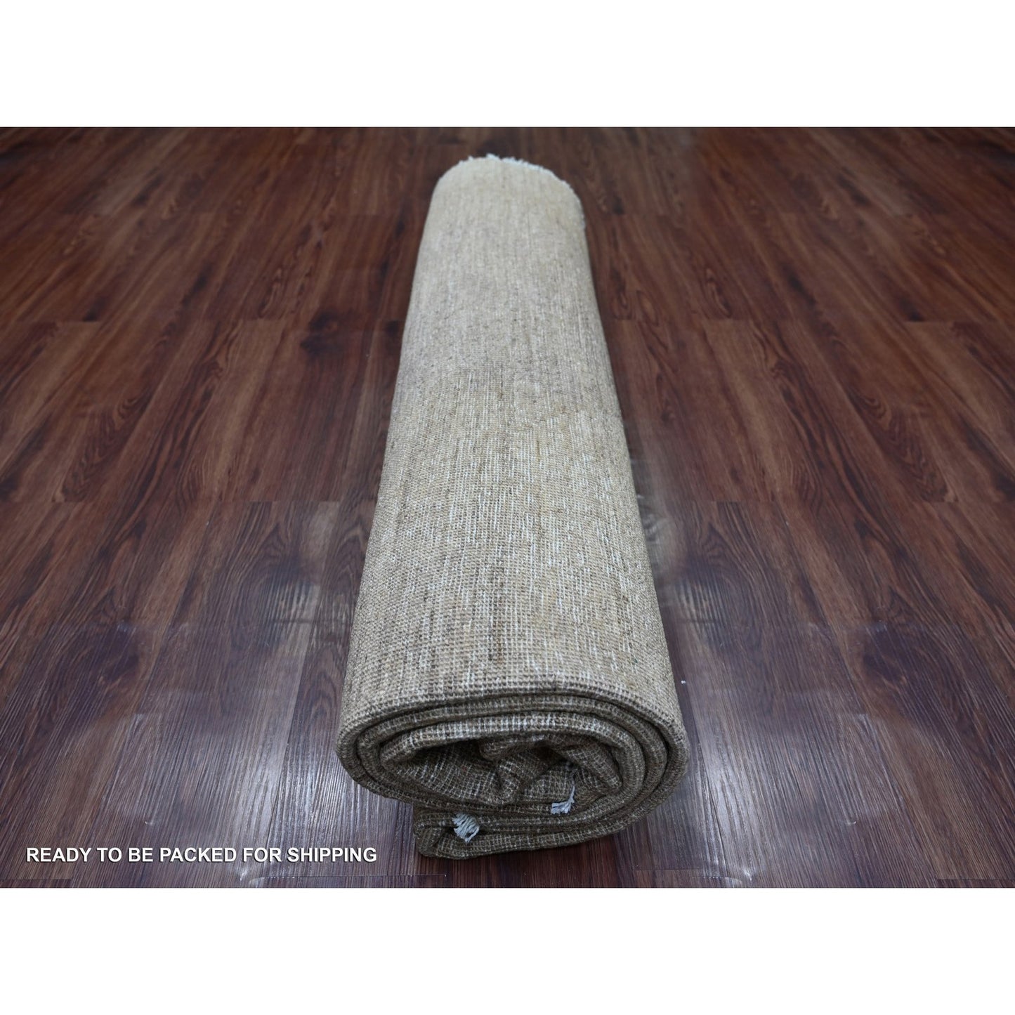 Brown Solid Hand Knotted Ghazni Wool Round 7'9"x7'9" Rug