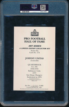 Johnny Unitas Hof Signed 1997 Goal Line Art Glac Postcard Colt Psa/Dna Gem Mt 10