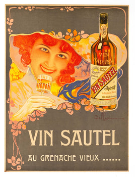 David Dellepiane 1900 Vin Sautel Vintage French Art Nouveau Wine Poster