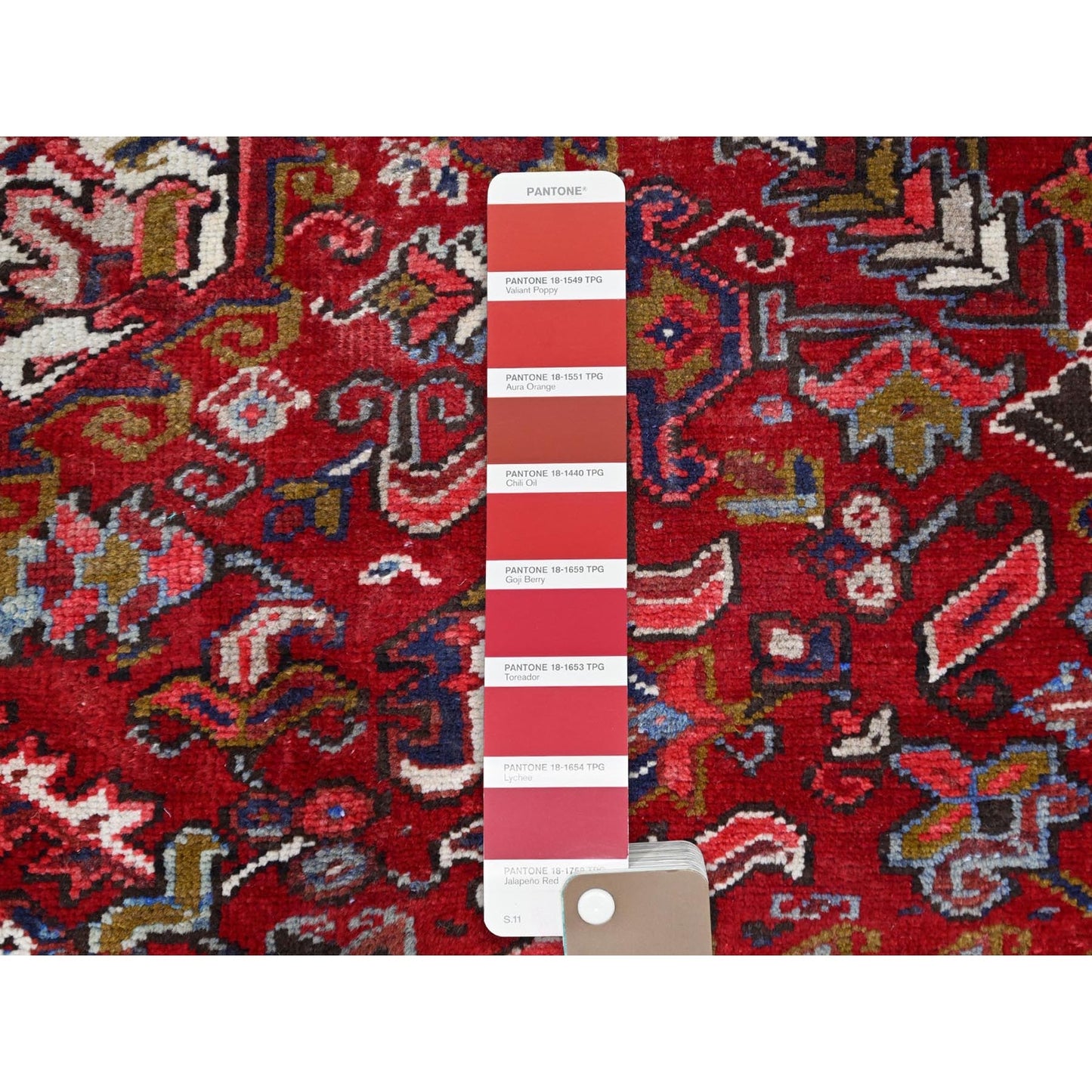 9'1"X12'4" Nationals Red Even Wear Semi Antique Sheared Low Oriental Rug