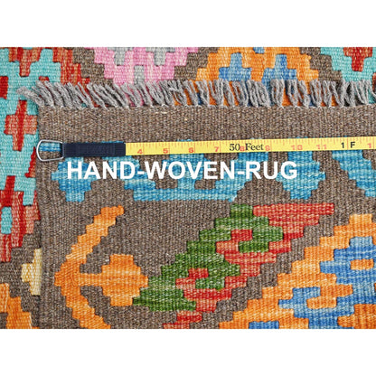 6'8"X9'9" Colorful Soft Wool Afghan Kilim Hand Woven Oriental Rug