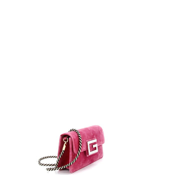 Gucci G Broadway Shoulder Bag Velvet With Crystals Small