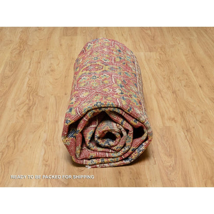9'X11'10" Red 100% Wool Hand Knotted Antiqued Oushak Design Oriental Rug