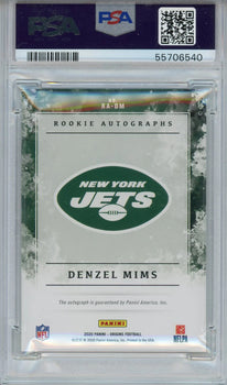 Denzel Mims Autographed 2020 Panini Origins Red Rookie Card (Psa)