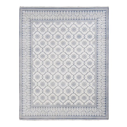 8'1"X10'2" Ivory Agra Mughal Dynasty Design Cotton Hand Knotted Rug