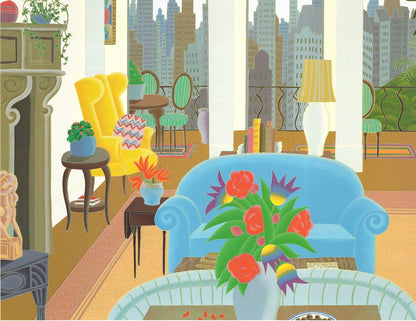 Thomas Mcknight Blue Couch " Offset Lithograph Contemporary Multico